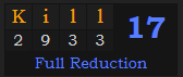 "Kill" = 17 (Full Reduction)