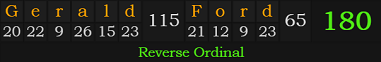 "Gerald Ford" = 180 (Reverse Ordinal)