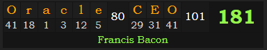 "Oracle CEO" = 181 (Francis Bacon)