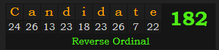 "Candidate" = 182 (Reverse Ordinal)