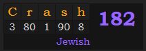 "Crash" = 182 (Jewish)