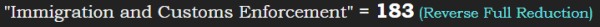 "Immigration and Customs Enforcement" = 183 (Reverse Full Reduction)