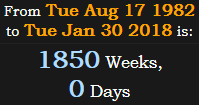 1850 Weeks, 0 Days