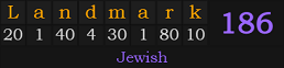 "Landmark" = 186 (Jewish)