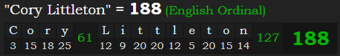 "Cory Littleton" = 188 (English Ordinal)