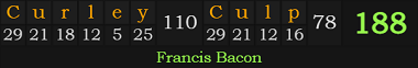 "Curley Culp" = 188 (Francis Bacon)