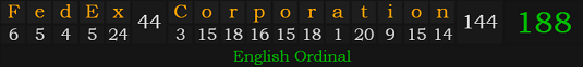 "FedEx Corporation" = 188 (English Ordinal)