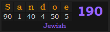 "Sandoe" = 190 (Jewish)