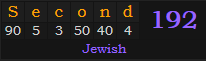 "Second" = 192 (Jewish)