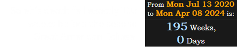 Saleh’s death fell exactly 195 weeks before the second Great American Eclipse: