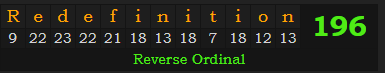 "Redefinition" = 196 (Reverse Ordinal)