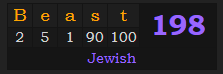 "Beast" = 198 (Jewish)
