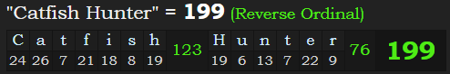 "Catfish Hunter" = 199 (Reverse Ordinal)