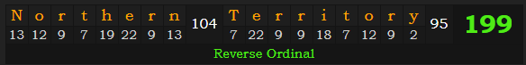 "Northern Territory" = 199 (Reverse Ordinal)