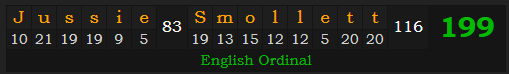 "Jussie Smollett" = 199 (English Ordinal)