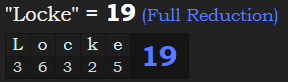 "Locke" = 19 (Full Reduction)