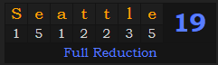 "Seattle" = 19 (Full Reduction)