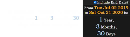 Including the end date, Connery’s death was 1 year, 3 months, 30 days after that same eclipse: