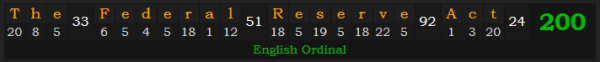 "The Federal Reserve Act" = 200 (English Ordinal)