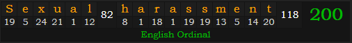 "Sexual harassment" = 200 (English Ordinal)