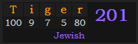 "Tiger" = 201 (Jewish)