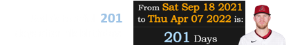 Seth’s feat fell 201 days after his birthday: