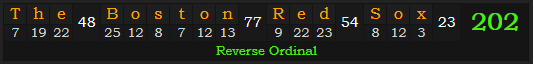 "The Boston Red Sox" = 202 (Reverse Ordinal)