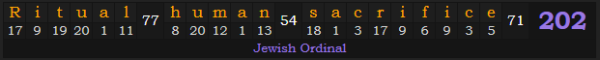 "Ritual human sacrifice" = 202 (Jewish Ordinal)