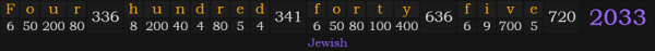 "Four hundred forty-five" = 2033 (Jewish)