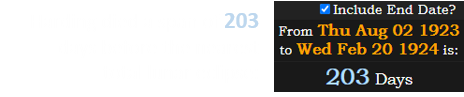 Harding died a span of 203 days before the nearest total lunar eclipse: