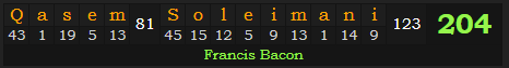 "Qasem Soleimani" = 204 (Francis Bacon)