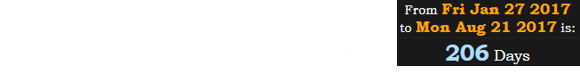 Tuerk was 206 days after his birthday during the first Great American Eclipse: