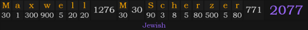 "Maxwell M. Scherzer" = 2077 (Jewish)