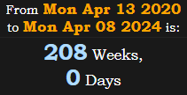 208 Weeks, 0 Days