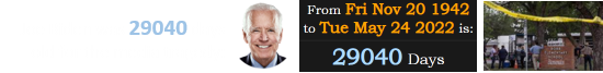 Joe Biden was 29040 days old for the media tragedy: