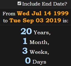 20 Years, 1 Month, 3 Weeks, 0 Days