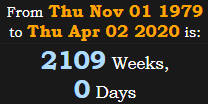 2109 Weeks, 0 Days
