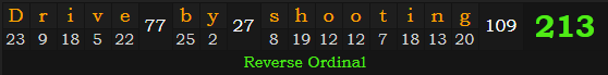 "Drive-by shooting" = 213 (Reverse Ordinal)