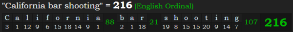 "California bar shooting" = 216 (English Ordinal)