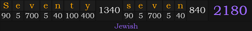 "Seventy-seven" = 2180 (Jewish)