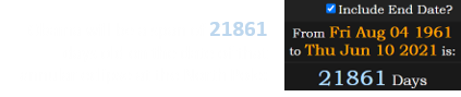 Obama will be a span of 21861 days old on the date of that annular eclipse at the North Pole: