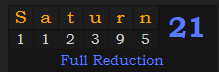 "Saturn" = 21 (Full Reduction)