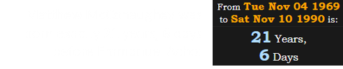 Matthew McConaughey was born exactly 21 years, 6 days before Emmanuel Acho:
