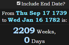 2209 Weeks, 0 Days