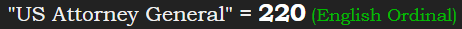 "US Attorney General" = 220 (English Ordinal)