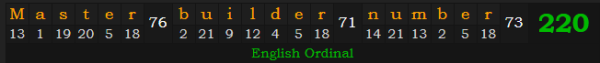 "Master builder number" = 220 (English Ordinal)