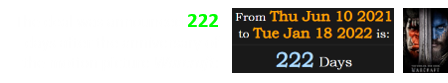 The deal was announced 222 days after the anniversary of the motion picture Warcraft: