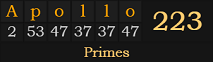 "Apollo" = 223 (Primes)