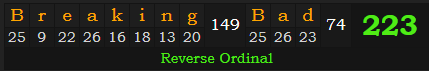 "Breaking Bad" = 223 (Reverse Ordinal)