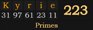 "Kyrie" = 223 (Primes)